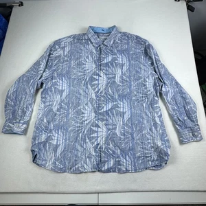 Camisa Tommy Bahama Para Hombres 3XL Grande Azul Blanco Mezcla de Lino Manga Larga Abotonada - Imagen 1 de 13