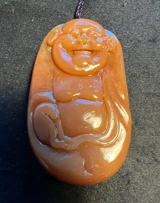 *Colgante chino de jade Huanglong con Buda de la Risa (BUDA FELIZ) Foto 1 de 4