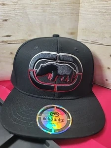 Ecko Unltd Mütze Kappe Druckknopflasche schwarz rot gesticktes Logo Freizeit verstellbar Herren - Bild 1 von 4