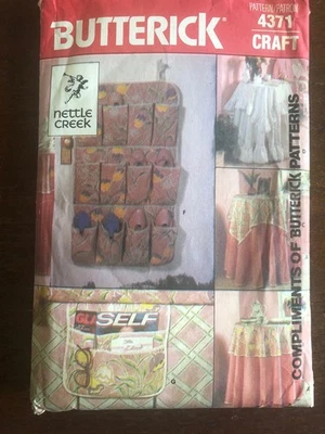 Butterick 4371 Craft Pattern Tablecloth & Accessories Shoe Bag Bed Caddy NEW - Image 1 of 4