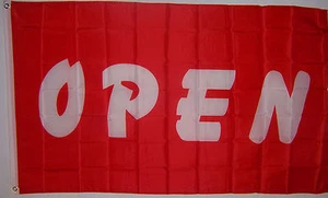 NUOVO 3 PIEDI x 5 PIEDI ROSSO APERTO NEGOZIO INSEGNA BANNER BANDIERA migliore qualità venditore USA - Foto 1 di 2