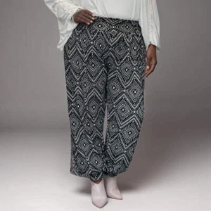 PANTALONES HARÉN ROCKTHOSECURVES MUJER NEGRO GRIS DIAMANTE TALLA GRANDE ALI BABA - Imagen 1 de 3