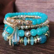 Bracelet multicouche cristal boho perles bracelet extensible femmes bijoux 4 pièces/ensemble