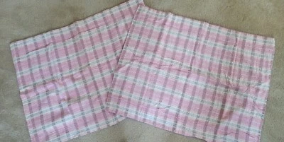 Almohada Seersucker vintage estilo mediados de siglo rosa a cuadros fundas estándar/reina   Foto 1 de 4