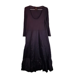 Out Of Xile A-Line Midi Dress Womens 12 Dark Maroon Cotton Flair Sleeves England - Bild 1 von 11