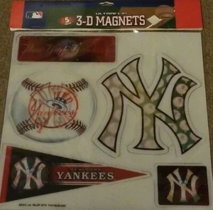 MLB NEW YORK YANKEES BASEBALL FRIGORIFERO LENTICOLARE MAGENTS BRAX SET DI 5 NUOVI - Foto 1 di 1