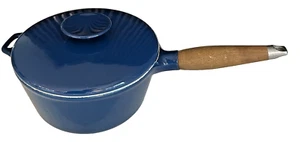 Michael Lax for Copco Blue Enamel Cast Iron Saucepan – Denmark – 7.75" w/ Lid - Picture 1 of 15