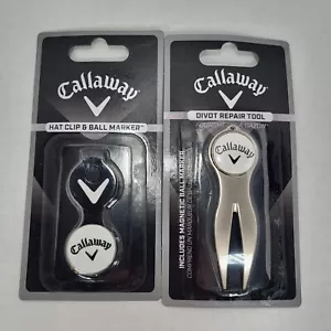Callaway schwarzer Hutclip & Divot Reparaturwerkzeug mit jeweils einem magnetischen Ballmarker - Bild 1 von 6