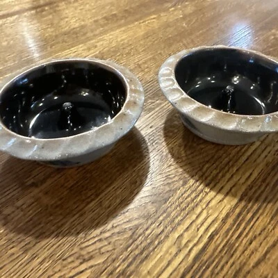 Vintage 1987 ROWE POTTERY WORKS Baking Dish Bowls - Salt Glaze * Set of 2 U.S.A. - Image 1 of 4