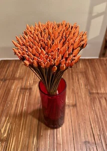 Vintage•Mid Century Modern•Faux Flower Bouquet. Orange Flower Buds•Long Stem - Picture 1 of 7