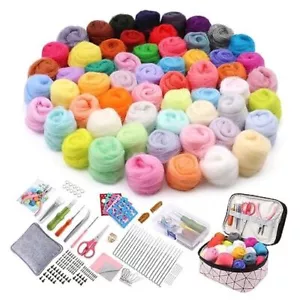 215 Pcs Needle Felting Kit Wool Roving 60 Colors Set Basic Felt Tools and - Picture 1 of 7