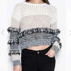 ONE GREY DAY Women's XS Eden Crop Pullover Sweater ~ Fringed ~ Open Knit ~ Wool - Picture 1 of 5