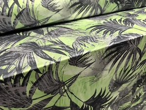 Disco Stretch Spandex Jersey Fabric, Per Metre - Palm Tree Fronds Print - Green - Picture 1 of 4