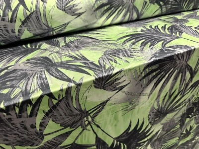 Disco Stretch Spandex Jersey Fabric, Per Metre - Palm Tree Fronds Print - Green - Image 1 of 4