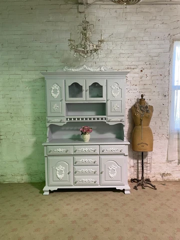 Painted Cottage Shabby Chic One of a Kind China Cabinet Cover