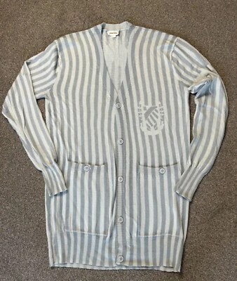DIESEL Mens Cardigan Blue Grey Stripe Wool v neck button up knit size Large - Image 1 of 4