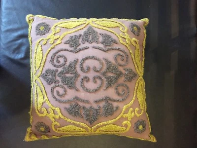 Vintage 40s Zippered Cotton Taupe Fabric with Chartreuse and Dark Grey Chenille - Изображение 1 из 4