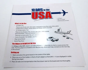 10 Days In the USA Strategy Board Game Out of the Box Replacement Instructions - Picture 1 of 2