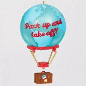 New Hallmark 2021 Hot Air Balloon World Globe Ornament Pack Up And Take Off - Picture 1 of 5