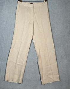 Theory Piazza Pants 8 Flax Neutral Linen Integrate Wide Leg Pleated $355 Capsule