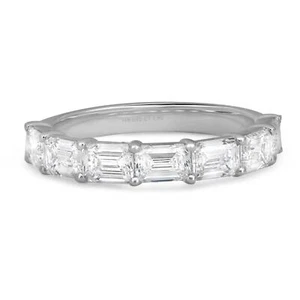 Emerald Cut Lab Grown Diamond Wedding Band Ring 14K White Gold 1.89Cttw Size 6.5 - Picture 1 of 5