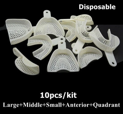 10pcs/set Dental Plastic Disposable Impression Trays Central Supply Denture U/L - Image 1 of 4