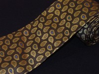 New Jos A Bank Tie Signature Brown Dark Gold Paisley Thick Woven Luxury Necktie 