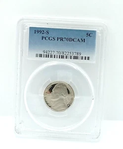 ~OBO~ 1992-S PCGS PR70DCAM 5C Certified Uncirculated Jefferson Nickel Cameo - Picture 1 of 2