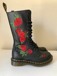Dr Doc Martens 1914 Vonda🌹 Mid Calf Rose Boots Uk3 Eu36 5AU/US Womens Leather - Picture 1 of 14