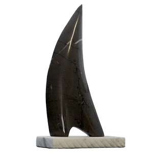 Sail Sculpture In White And Black Marble Nautical Design Home Decor H 36Cm - Picture 1 of 2