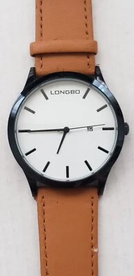 Reloj Longbo grande para hombre. Correa de cuero. Indicador de fecha Foto 1 de 4