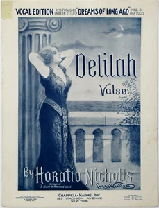 Vals Delilah Valse de Horatio Nicholls 1917, partituras vintage, edición vocal. - Imagen 1 de 3