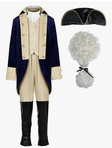 Conjunto de Disfraz George Washington Colonial Niño con Peluca/Sombrero Talla 8-10 años 140 LEER - Imagen 1 de 11
