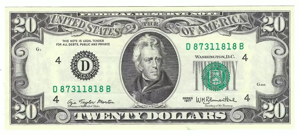 1977 $20 Small Size Federal Reserve Note - Image 1 of 2