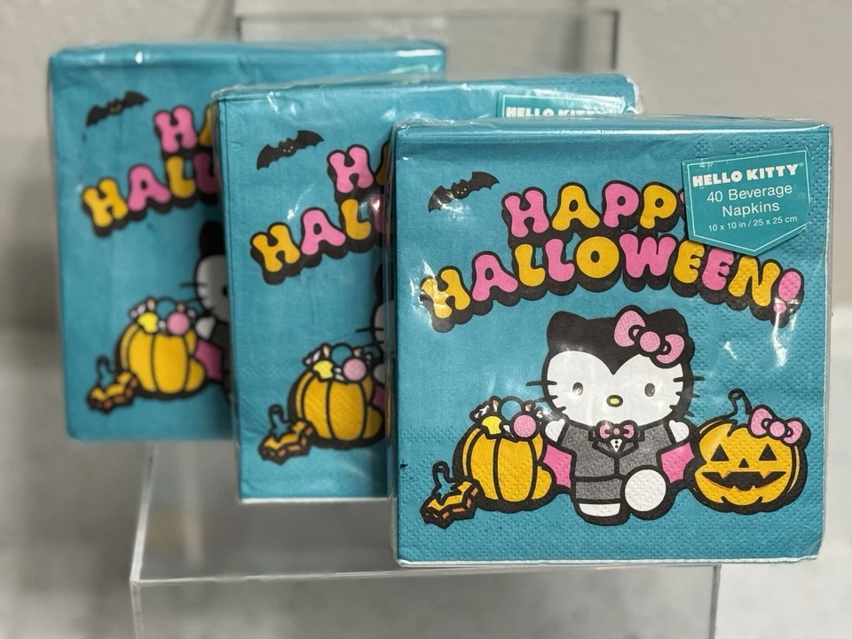 Hello Kitty 鸡尾酒餐巾万圣节吸血鬼饮料 3 层 Sanrio Teal 120 克拉 — 第 1/4 张图片