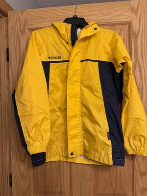 Columbia Youth Impermeable Grande Cortavientos Amarillo Vintage Años 90 Con Capucha Foto 1 de 4