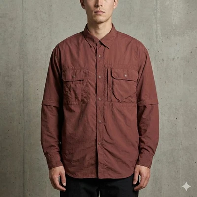 Snow Peak Garment Dyed Convertible Shirt Brown XL Gorpcore - Image 1 of 4