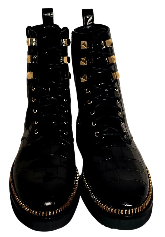 Bota de combate Michael Kors Haskell charol negra talla US 7,5 para mujer Foto 1 de 4