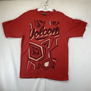 Volcom Classic Stone Logo y2k Spellout Men's Red T-Shirt Shrunk Medium (Sm) - Picture 1 of 16