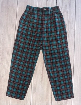 Pantalones de pana a cuadros vintage Gymboree años 90 talla XXL etiqueta arco iris verde azulado y rojo Foto 1 de 4