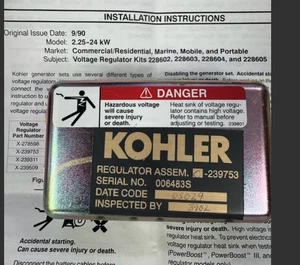 KOHLER 228604 REGLER, VOLT. (BAUSATZ PB3) VERALTET - Bild 1 von 2