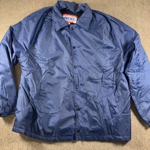 Vintage Men’s Athletic Works Fur Lined Baseball Style Jacket 1980s 2XL Blue USA - Picture 1 of 7