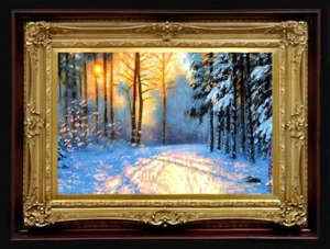 Oil Painting Handmade Arseni ~ CHRISTMAS 6" X 4" NO FRAME Art USA - Picture 1 of 13