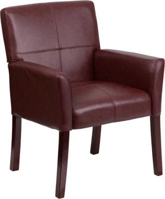 Burgundy Leather Executive Office Side Reception Chair with Mahogany Legs  - Imagem 1 de 4