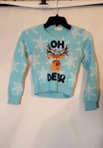Dragon Fruit Brand, Light Blue Christmas Sweater for Kids, Size Small OH Deer - Picture 1 of 4