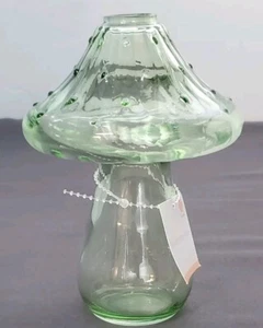 Target Bullseye Playground Mushroom Vase GREEN Glass Garden Decor w/ Tag - Picture 1 of 6
