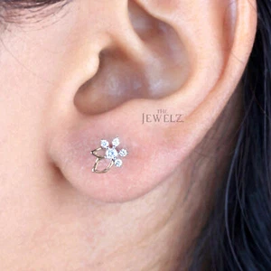 14K Gold 0.20 CT VS/F-G Diamond Mini Flower Studs Earrings - The Jewelz - Picture 1 of 5