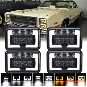 Faros LED 4x6" haz alto/bajo señal de giro DRL para Plymouth Caravelle 79-89 4 piezas - Imagen 1 de 12