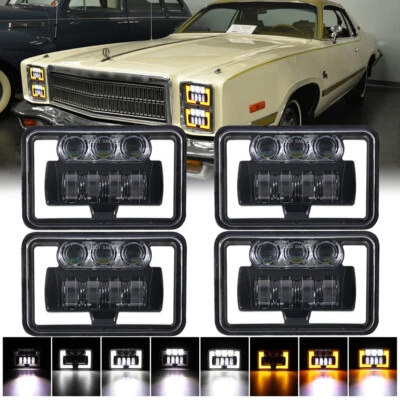Faros LED 4x6" haz alto/bajo señal de giro DRL para Plymouth Caravelle 79-89 4 piezas Foto 1 de 4