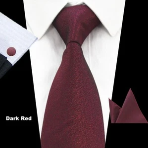 Juego de pañuelos y gemelos cuadrados de bolsillo con corbata de seda borgoña rojo oscuro - Imagen 1 de 1
